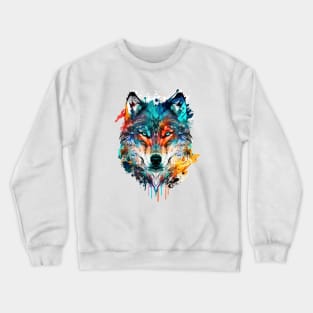 Colorful wolf face art Crewneck Sweatshirt